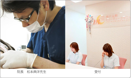 院長施術イメージ写真と受付写真